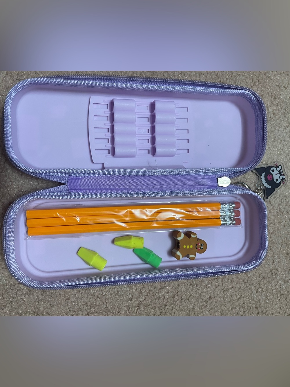 Lavender Hard Shell Pencil Case with Zipper - Unbranded